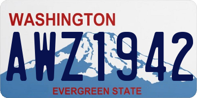 WA license plate AWZ1942