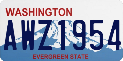 WA license plate AWZ1954