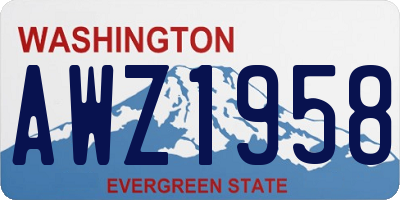 WA license plate AWZ1958