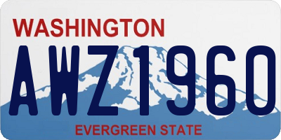 WA license plate AWZ1960