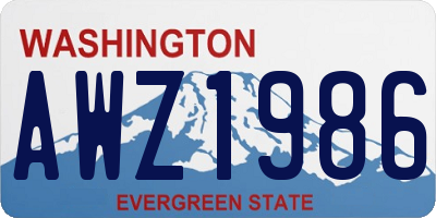 WA license plate AWZ1986