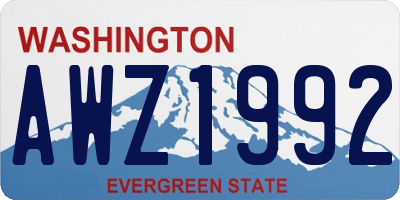 WA license plate AWZ1992