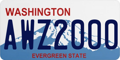WA license plate AWZ2000