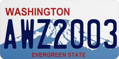 WA license plate AWZ2003