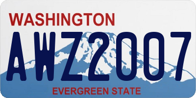 WA license plate AWZ2007