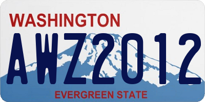 WA license plate AWZ2012
