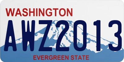 WA license plate AWZ2013