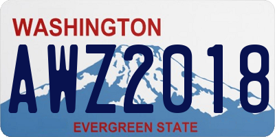 WA license plate AWZ2018