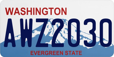 WA license plate AWZ2030