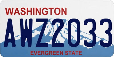 WA license plate AWZ2033