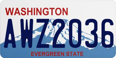 WA license plate AWZ2036