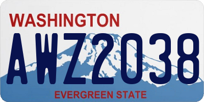 WA license plate AWZ2038
