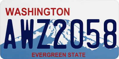WA license plate AWZ2058