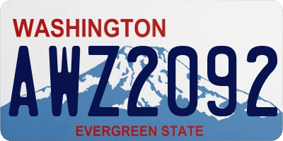 WA license plate AWZ2092