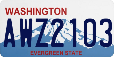 WA license plate AWZ2103