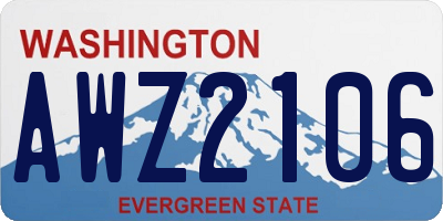 WA license plate AWZ2106
