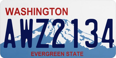 WA license plate AWZ2134