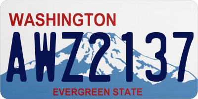 WA license plate AWZ2137