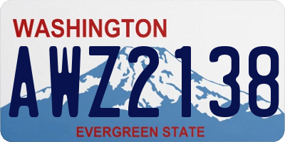 WA license plate AWZ2138