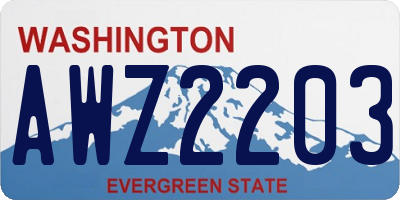 WA license plate AWZ2203