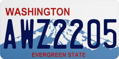 WA license plate AWZ2205