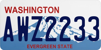 WA license plate AWZ2233