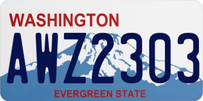 WA license plate AWZ2303