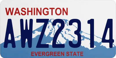 WA license plate AWZ2314