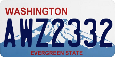 WA license plate AWZ2332