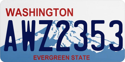 WA license plate AWZ2353