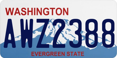 WA license plate AWZ2388