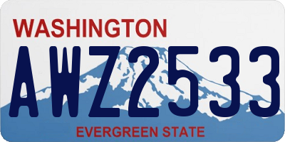 WA license plate AWZ2533