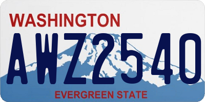 WA license plate AWZ2540