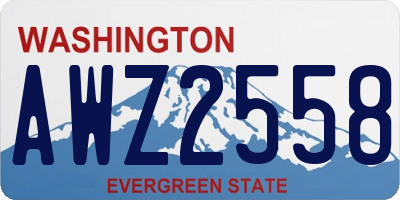 WA license plate AWZ2558