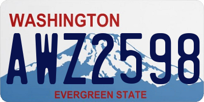 WA license plate AWZ2598