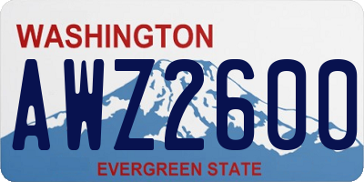 WA license plate AWZ2600