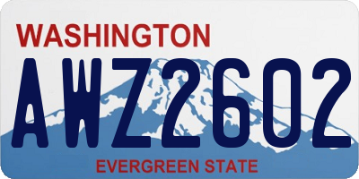 WA license plate AWZ2602