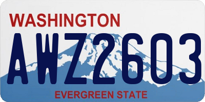 WA license plate AWZ2603