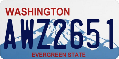 WA license plate AWZ2651