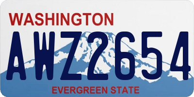 WA license plate AWZ2654