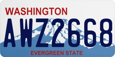 WA license plate AWZ2668