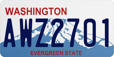 WA license plate AWZ2701