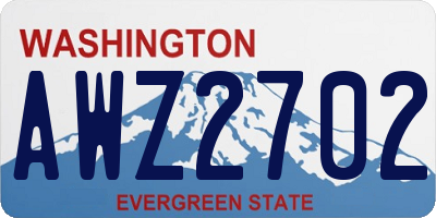 WA license plate AWZ2702