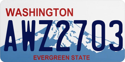 WA license plate AWZ2703