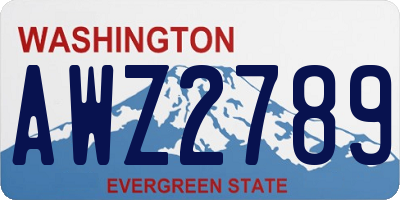 WA license plate AWZ2789