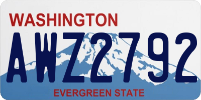 WA license plate AWZ2792