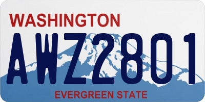 WA license plate AWZ2801