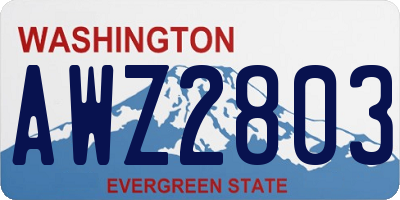 WA license plate AWZ2803