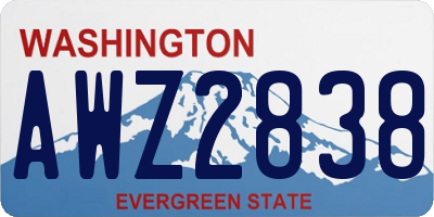 WA license plate AWZ2838