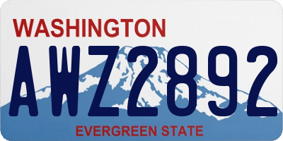 WA license plate AWZ2892